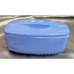 Vintage Hall China for Montgomery Ward Refrigerator Dish Blue Lidded 1950s–60s